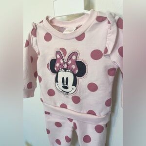 3/$30 Disney Baby Girl Pink Polkadot Minnie Mouse Sweater Set